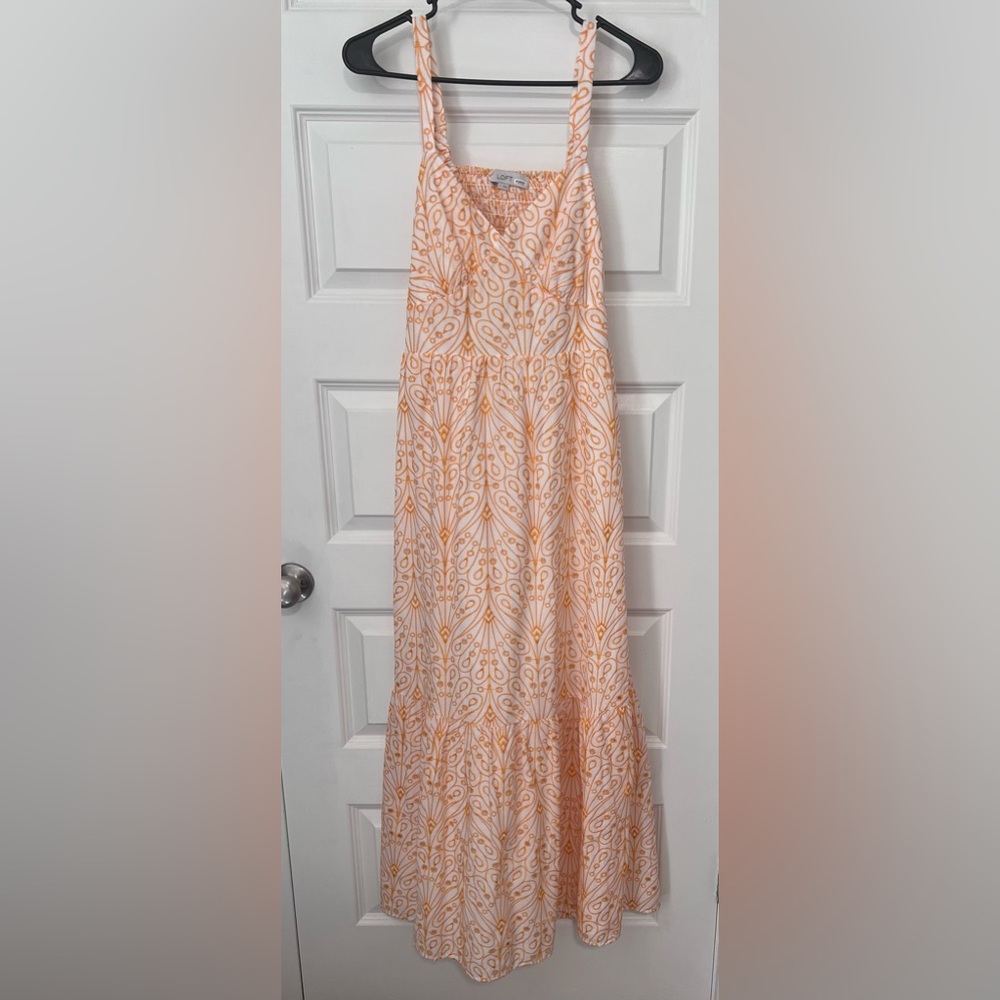 Loft Eyelet Open Back Maxi Dress Size 6